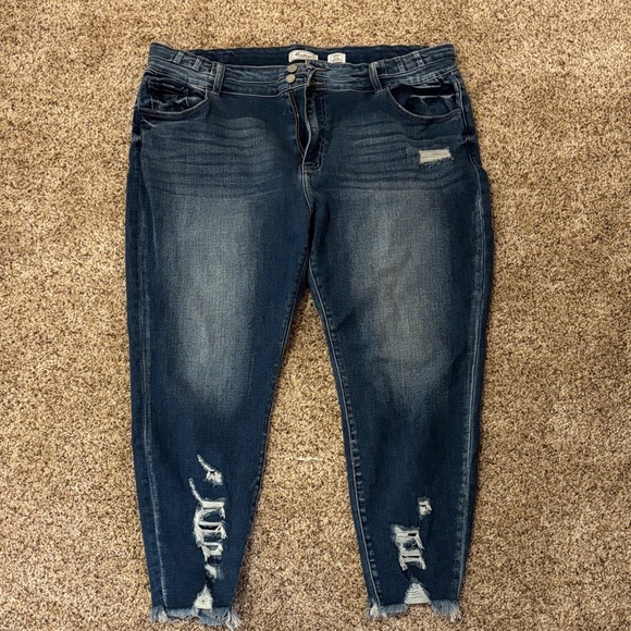 KanCan Dark Blue Distressed Ankle Jeans - Picture 4 of 4